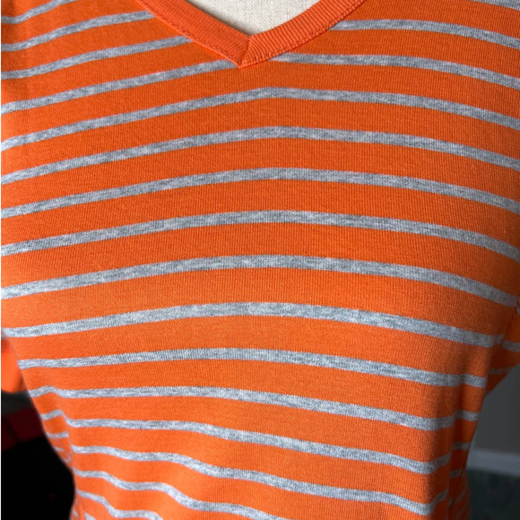 New Jones New York Sport Hoodie in Orange and Gray Stripes Size Medium Petite - Picture 2 of 6
